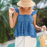 Natalie Smocked Top - Blue