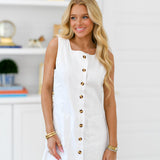 Marissa Button Dress - White