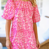 Alora Heart Print Mini Dress - Pink