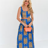 Ginger Maxi Skirt Set - Blue Striped Tiger
