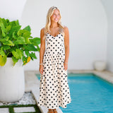 Lily Polka Dot Midi Dress-Khaki