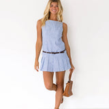 Lexi Belted Mini Dress - Blue