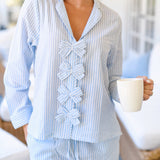 Martyna Pajama Set - Baby Blue Striped