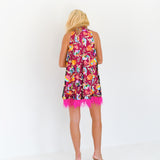 Daphne Floral Sequin Halter Dress - Multi