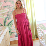 Delta Ruched Maxi Dress - Fuchsia