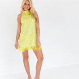 Esther High Neck Mini Dress - Green