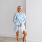 Whitney Floral Lace Mini Dress - Blue