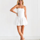 Kendall Mini Bubble Hem Dress - Off White