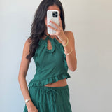 Pampas Frill Maxi Skirt Set - Green