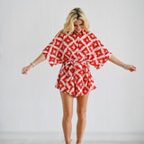 Josie Romper - Red/Cream