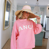 Fancy Oversized Fleece Mockneck - Hibiscus/White