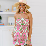 Kylan Linen Scarf Set - Pink Floral