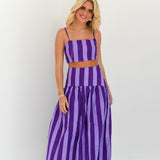 Iris Maxi Skirt Set - Purple Tone Stripes