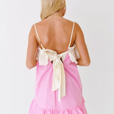 Chloe Babydoll Ruffle Dress-Pink/Cream