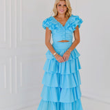 Tara Ruffle Skirt Set - Blue