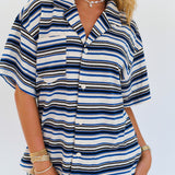 Lana Striped French Terry Set - Blue