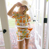 Riley Ruffle Trim Set - White/Orange