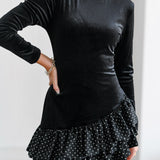 Sage Asymmetrical Velvet Mini Dress - Black