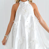 Tori High Neck Mini Dress-White
