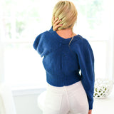 Violet Bow-Front Cropped Sweater-Navy/Pink
