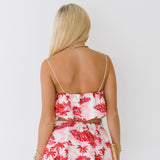 Lola Bubble Skirt Set - Pink/Red Palm (PREORDER)