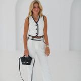 Marlo Button Top - White