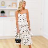Mattie Ruffle Strapless Midi Dress-Cream/Black Polka Dot
