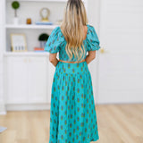 Kaya Floral Printed Maxi Skirt - Teal