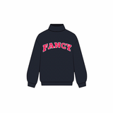 Fancy Oversized Fleece Mockneck - Black/Red