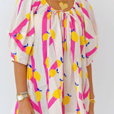 Millie Yellow Limes Striped Romper - White/Pink