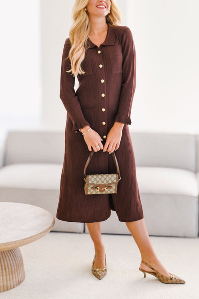 Claudia Button Down Dress - Mocha