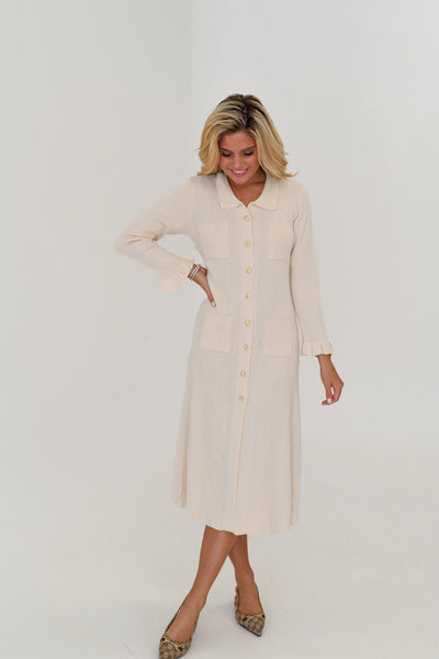 Skyler Button Down Dress - Ivory