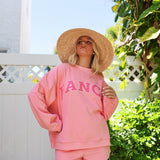 Fancy Oversized Fleece Mockneck - Hibiscus/Paradise Pink