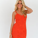 Sidney Crochet Mini Dress - Red
