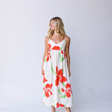 Mallory Floral Midi Dress - Natural Orange