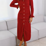 Jadyn Button Down Dress - Burgundy
