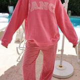 Fancy Striped Button Pants - Hibiscus/Paradise Pink