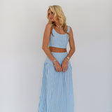 Clova Maxi Skirt Set - Baby Blue/White Stripes