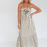 Sara Striped Maxi Dress - Nude/Black