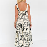 Addie Floral Print Midi Dress - Cream