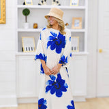 Maddie Flowy Midi Dress-Blue Floral