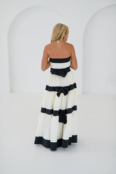 Lillian Stripe Midi Dress - White/Black