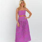 Eliza Maxi Skirt Set - Purple Gingham