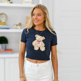 Teddy Bear Sweater Top - Navy