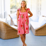 Soph Striped Mini Tie Dress - Red Stripe Floral