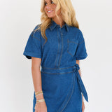 Cheyenne Denim Mini Dress - Indigo Denim
