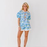 Lana Eyelet Ruffle Shorts - Lt.Blue