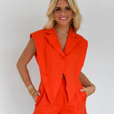 Madi Blazer Style Romper - Orange