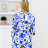 Allison Long Sleeve Floral Print Romper - Bright Blue