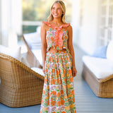 Abbi Floral Ruffle Skirt Top Set - Orange